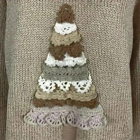 J Jill sweater size S 57% silk brown cream tree - Picture 3 of 8